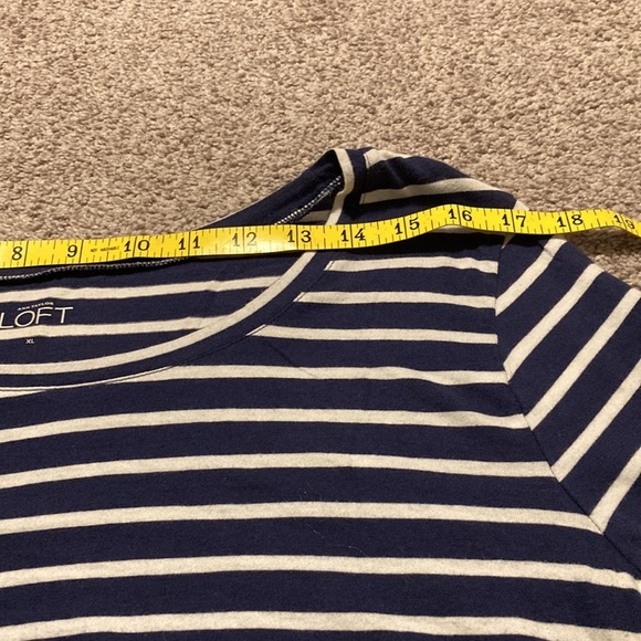 Ann Taylor LOFT Navy and White Striped Long Sleeve Top XL - Picture 9 of 15